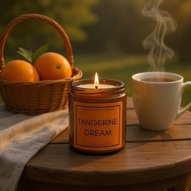 Tangerine Dream Tangerine Dream, a super-strong citrus fragrance with zesty orange, grapefruit, and lime. Made with eco-conscious, cruelty-free soy wax.